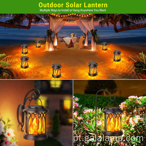 Lanterna solar ao ar livre chama pátio à prova d'água